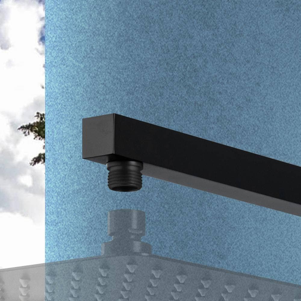 Satico 15.74 in. Brass Square Shower Arm in Matte Black (3)