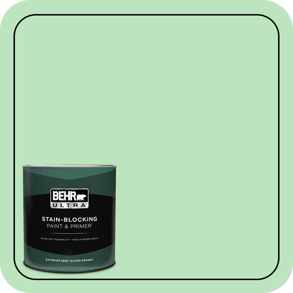 BEHR ULTRA 1 qt. #P390-3 Mint Parfait Semi-Gloss Enamel Exterior Paint & Primer