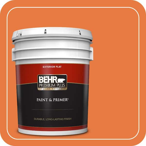 BEHR PREMIUM PLUS 5 gal. #S-G-250 Solar Flare Flat Exterior Paint & Primer (2)