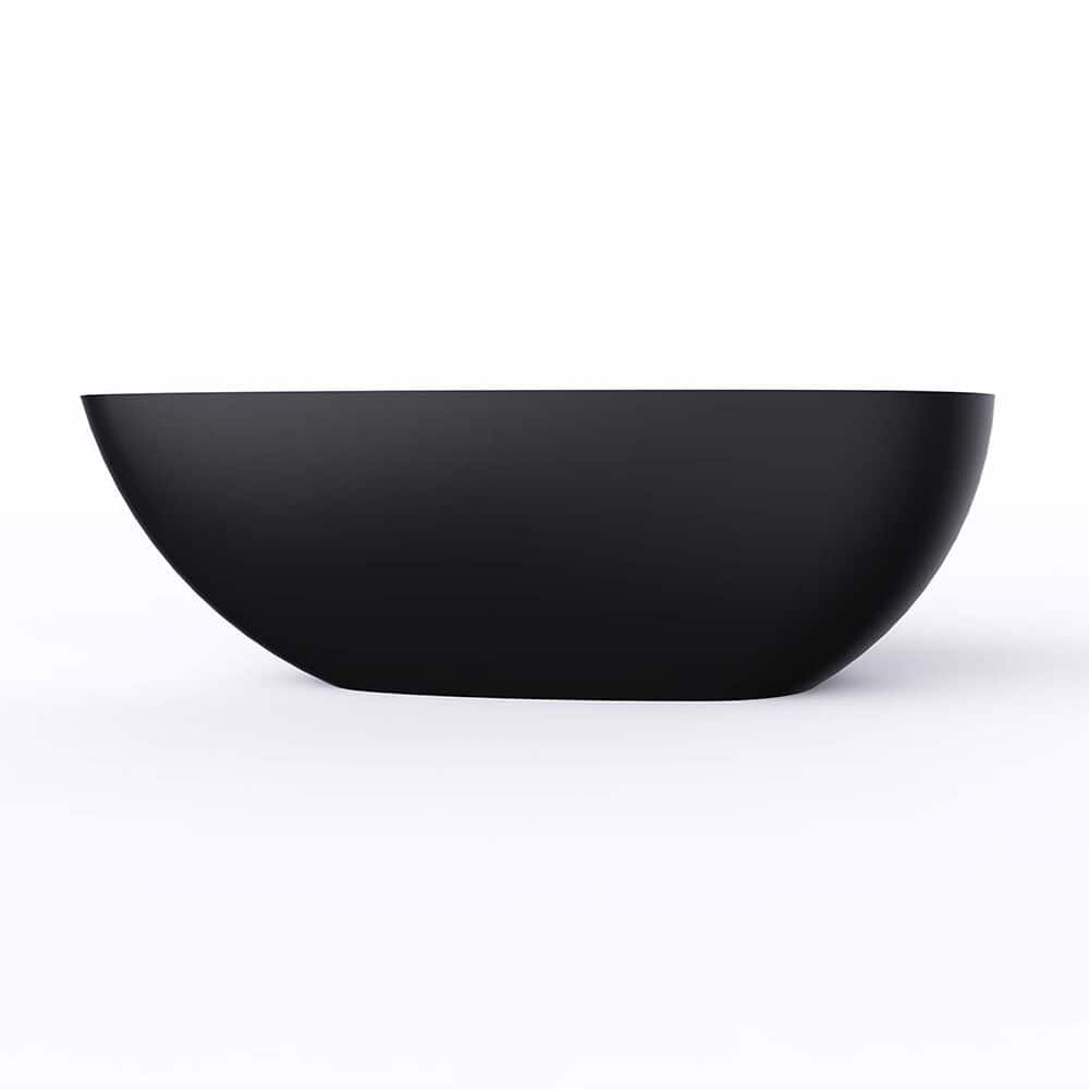 INSTER 67 in. x 34 in. Matte Black Solid Surface Artificial Soaking Bathtub-Freestanding, Stain Resistant, Spa-Like Comfort (1)