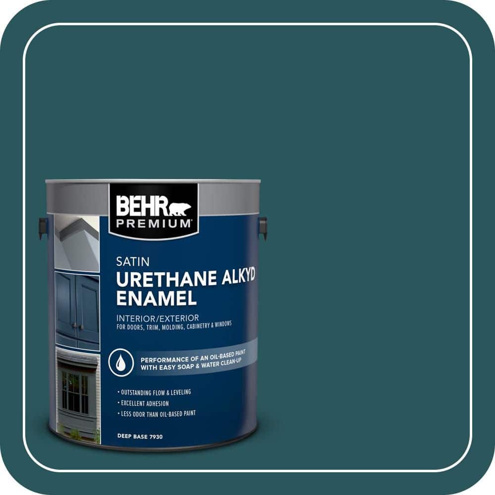 BEHR PREMIUM 1 gal. #MQ6-01 Ocean Abyss Urethane Alkyd Satin Enamel Interior/Exterior Paint (1)