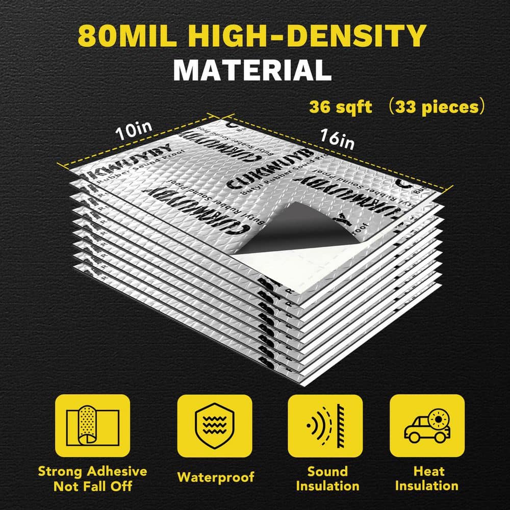 Laybus 33-Piece 80 mil. Sound Deading Material for Cars, Car Sound Deadening Mat Butyl Automotive Sound Deadener (3)
