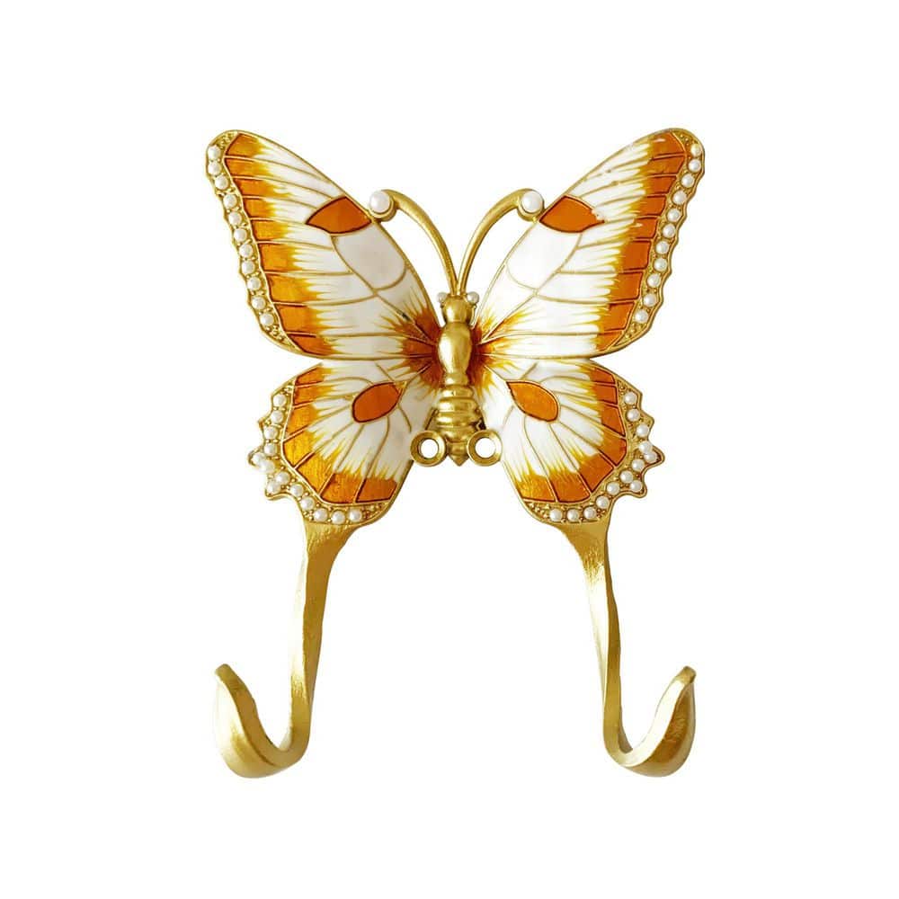Wudkey 1 Pack J-Hook Robe/Towel Hook, Vintage Butterfly Shaped Metal Wall Hook for Hanging Coats Clothes Keys Hats Towels (2)