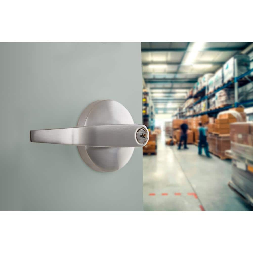 Universal Hardware Heavy Duty Commercial Storeroom Curved Lever Cylindrical ADA UL 3-Hour Fire, ANSI Grade 2, Satin Chrome (2)