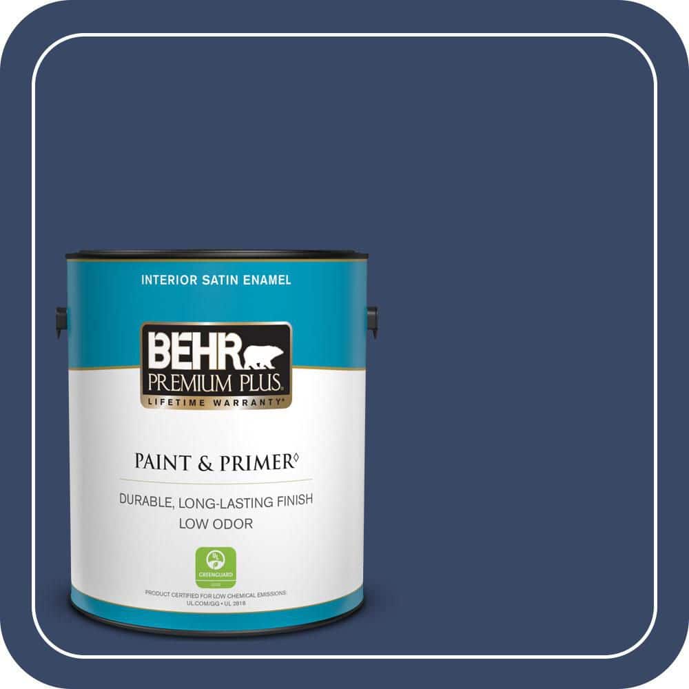 BEHR PREMIUM PLUS 1 gal. #MQ5-14 Bon Nuit Satin Enamel Low Odor Interior Paint & Primer