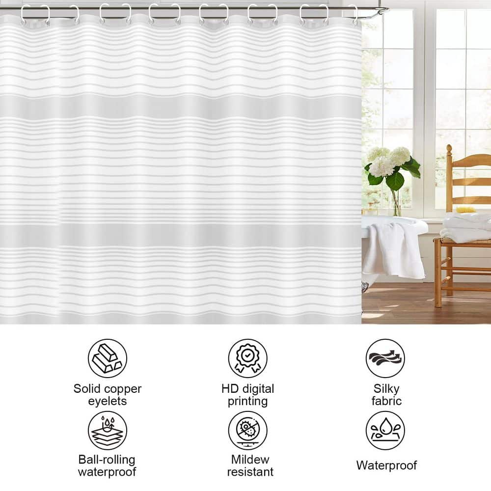 Jeedeson 70.87 in. x 70.87 in. PEVA Waterproof Shower Curtain with 12-Rustproof Metal Grommets, Stylish and Lightweight, White (3)
