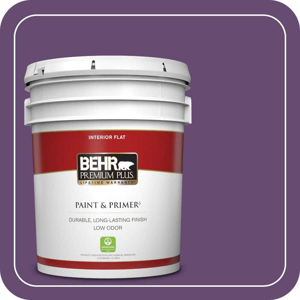 BEHR PREMIUM PLUS 5 gal. #S-G-670 Deep Violet Flat Low Odor Interior Paint & Primer