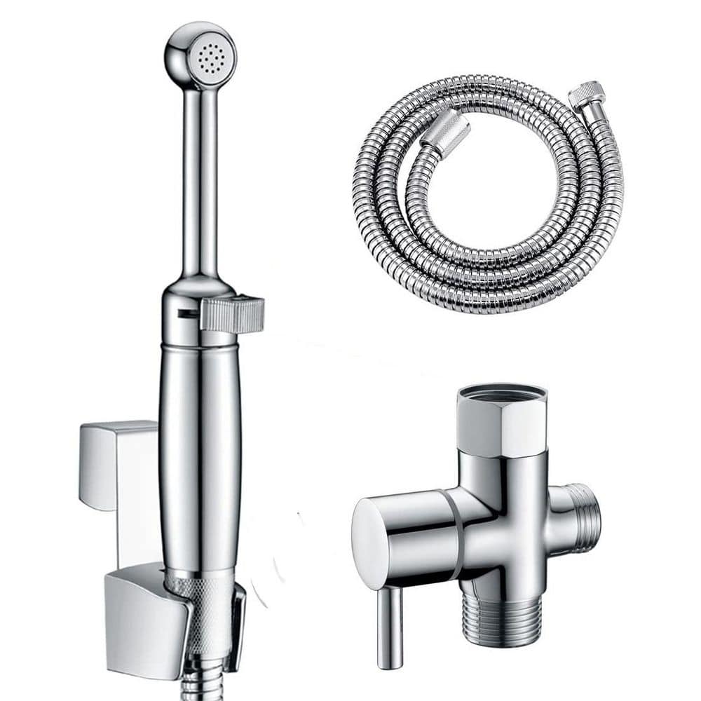 Wudkey All Metal Cloth Diaper Toilet Sprayer Bidet Attachment with Backflow Preventer, Adjustable Water Jet Spray, Chrome (1)