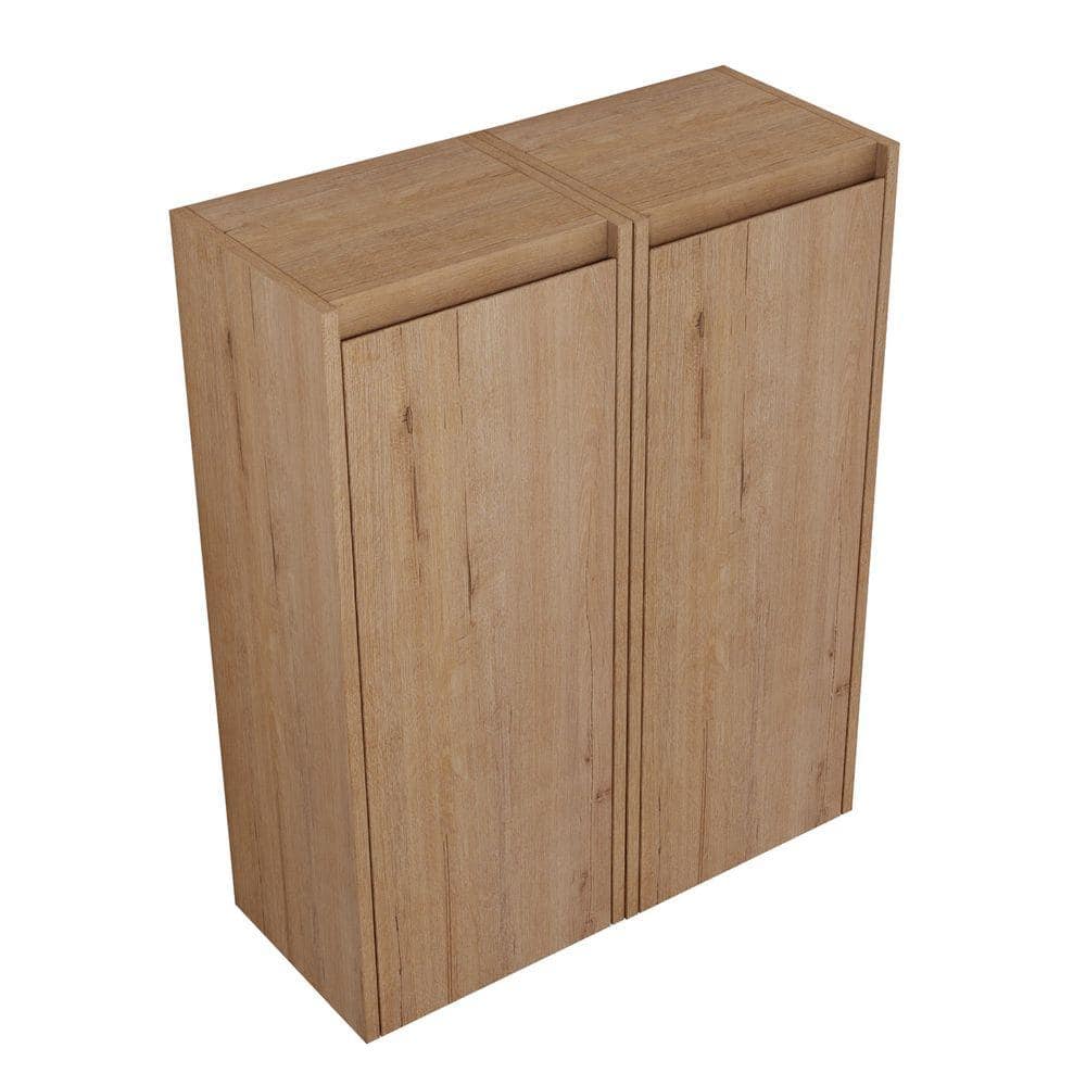 ARTCHIRLY 11.81 in. W x 9.81 in. D x 59 in. H Bathroom Storage Wall Cabinet in Light Brown (3)