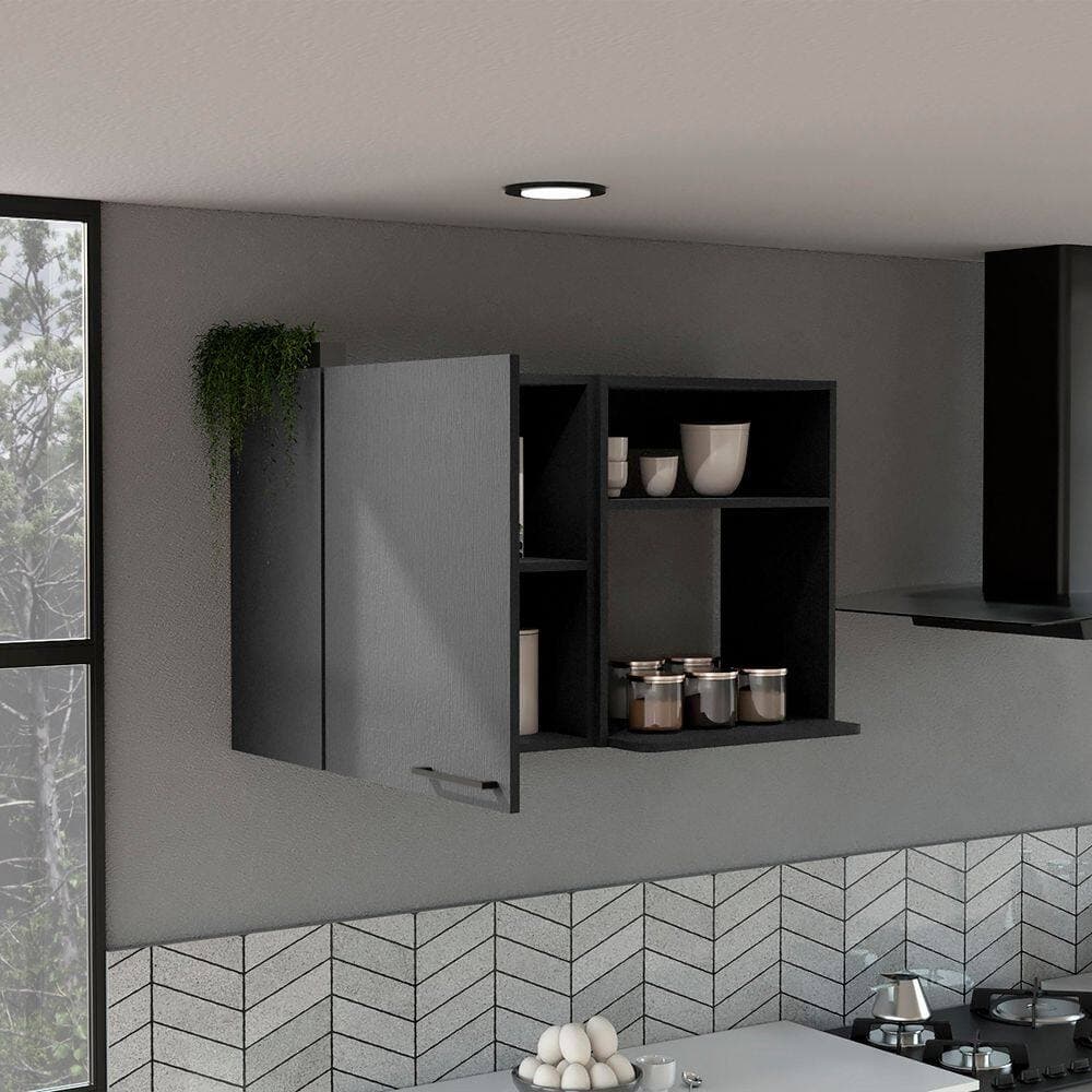 Tahanbath 39.40 in. W x 39.37 in. D x 23.60 in. H Bathroom Storage Wall Cabinet in Black with 4 Shelves and Door (2)