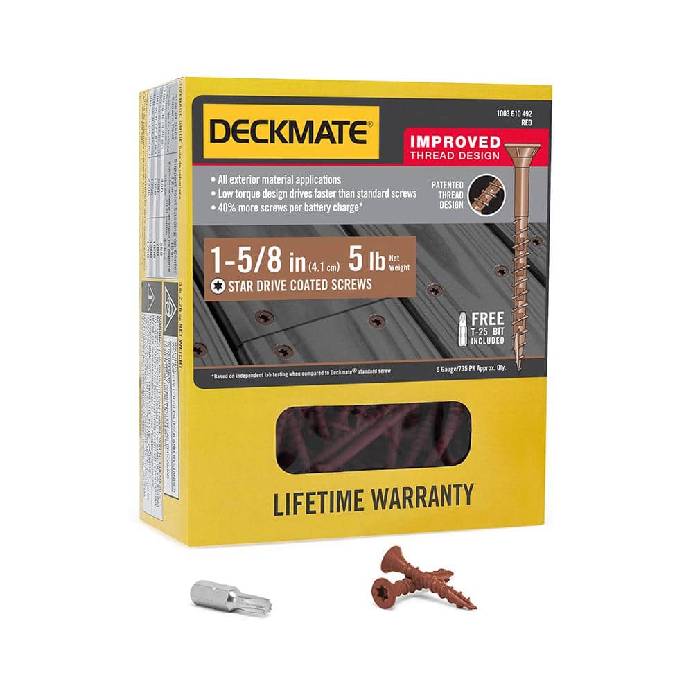 DECKMATE #8 x 1-5/8 in. Red Star Flat-Head Wood Deck Screw (5 lbs. / 619-Piece)