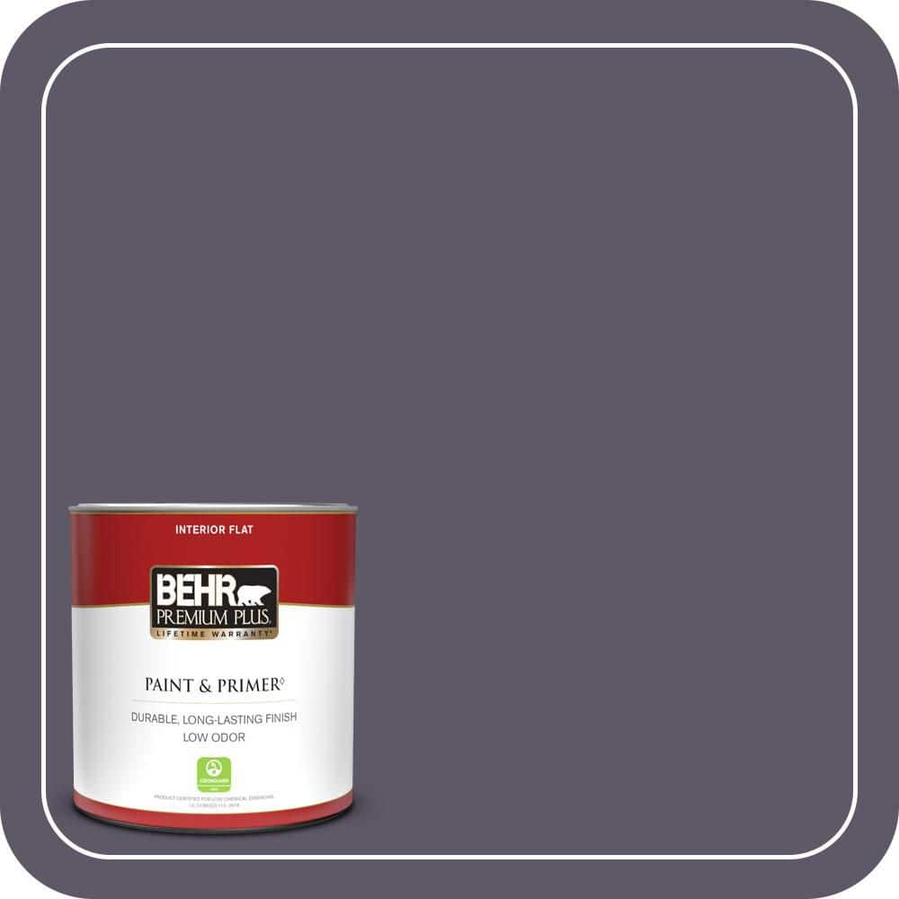 BEHR PREMIUM PLUS 1 qt. #S570-7A Plush Purple Flat Low Odor Interior Paint & Primer