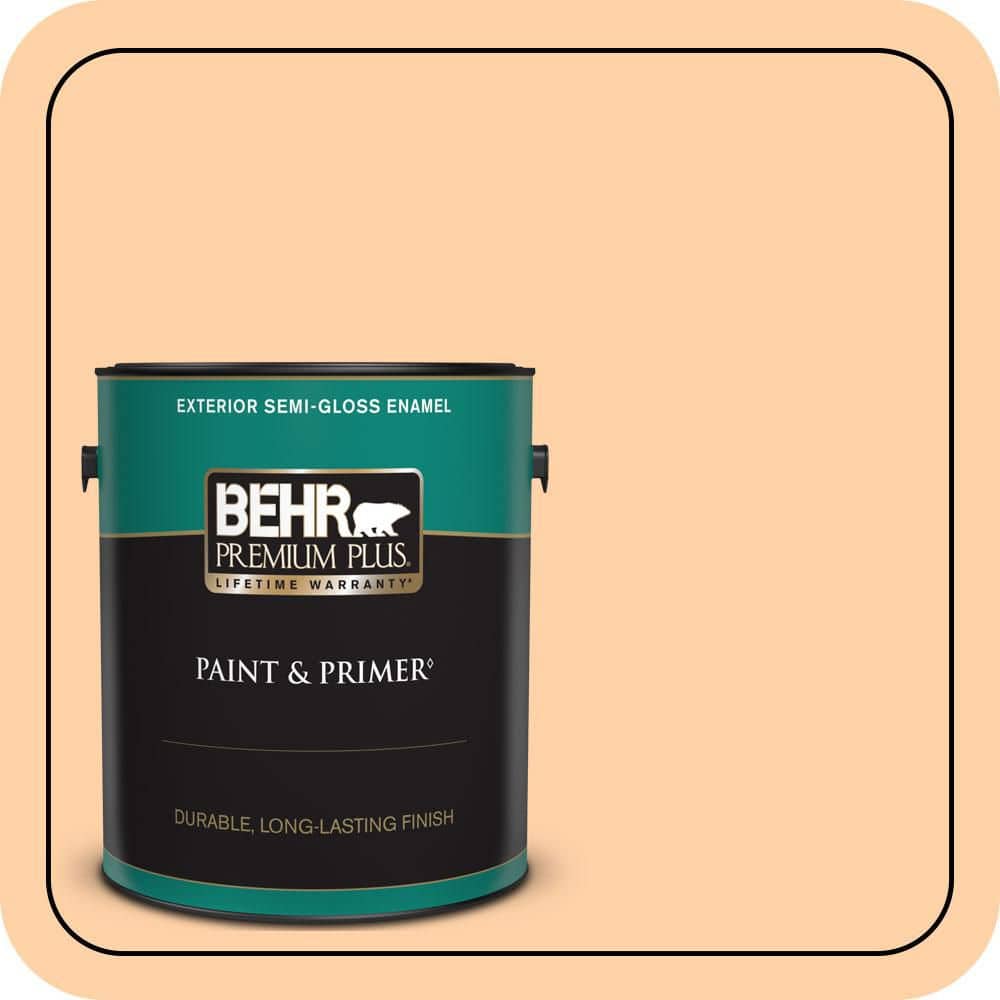 BEHR PREMIUM PLUS 1 gal. #P230-3 Vitamin C Semi-Gloss Enamel Exterior Paint & Primer