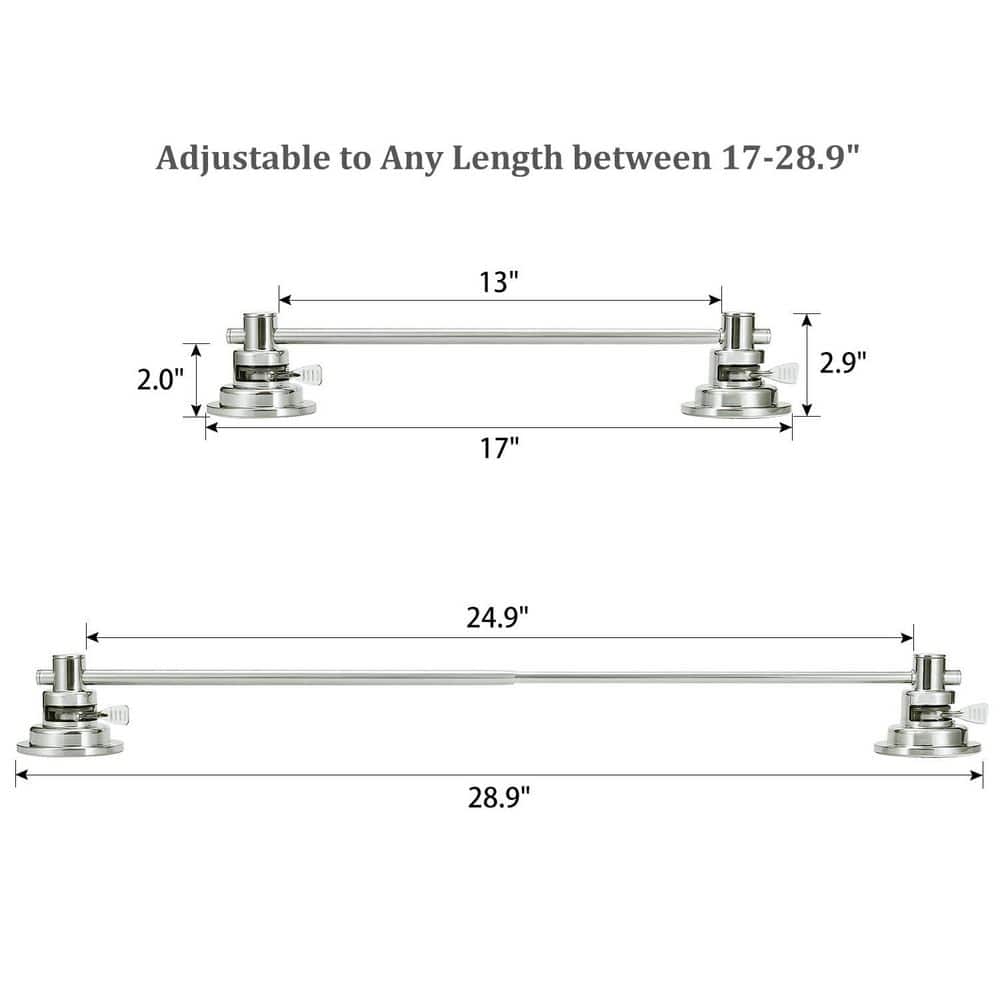 Numhew 17 in. to Extendable Stainless Steel Wall Mounted Towel Bar Suction Cup Towel Bar (2)