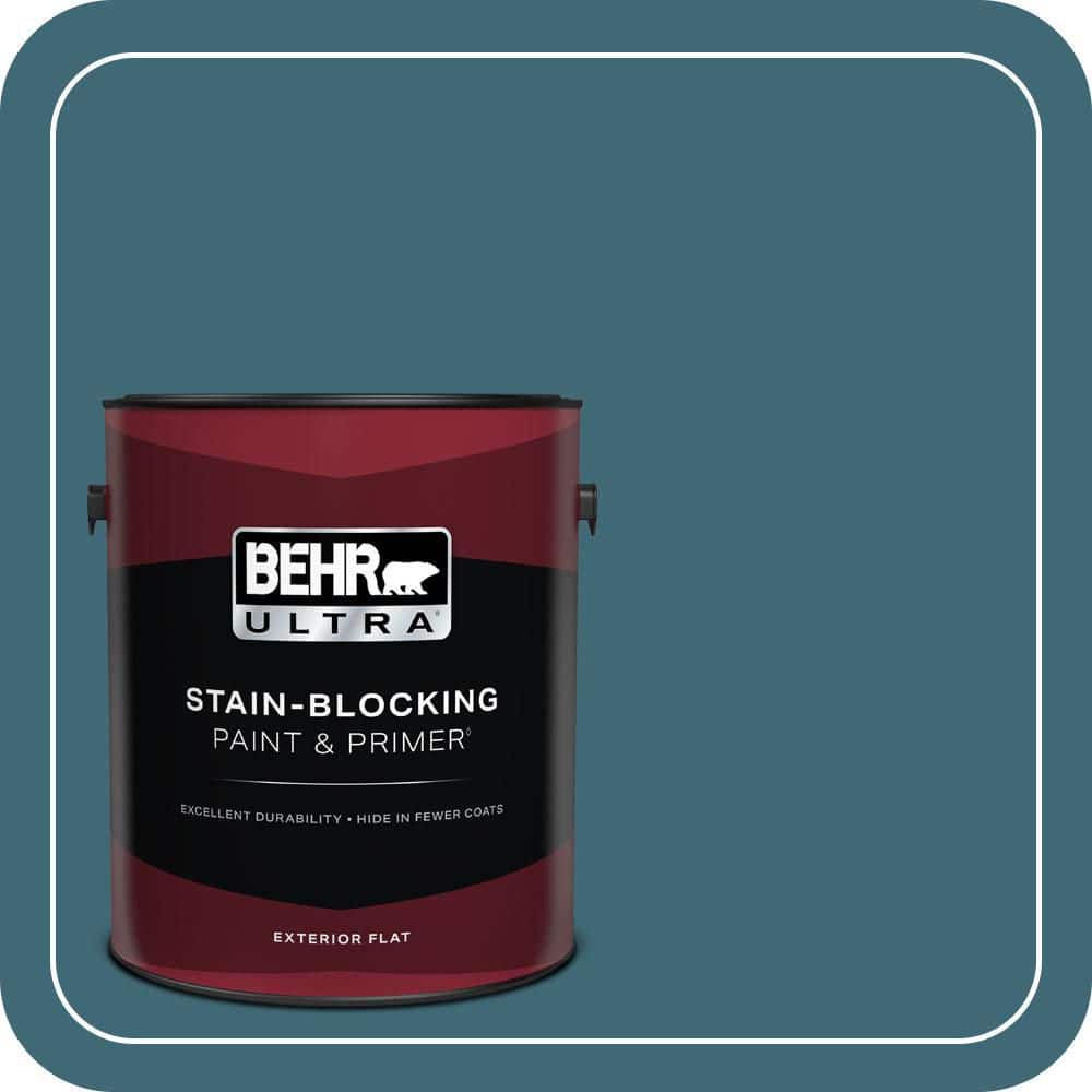BEHR ULTRA 1 gal. #PMD-45 Teal Mosaic Flat Exterior Paint & Primer