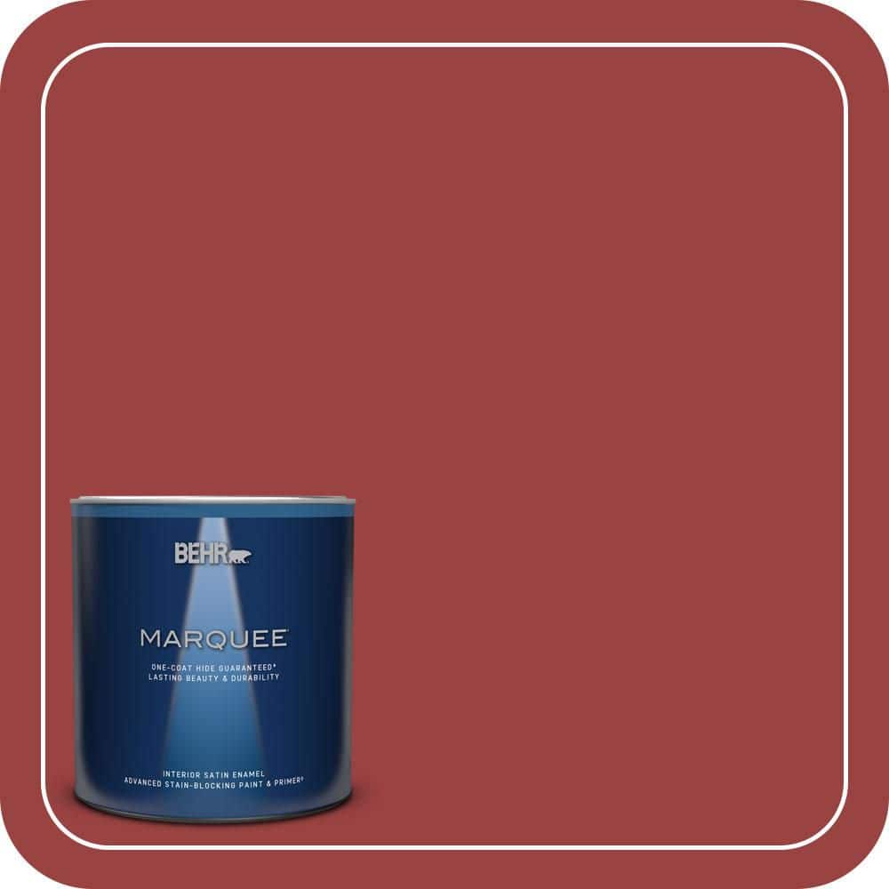 BEHR MARQUEE 1 qt. #MQ1-10 Red My Mind One-Coat Hide Satin Enamel Interior Paint & Primer