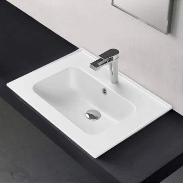 Nameeks Blue Rectangular Wall Mounted Bathroom Sink in White (3)