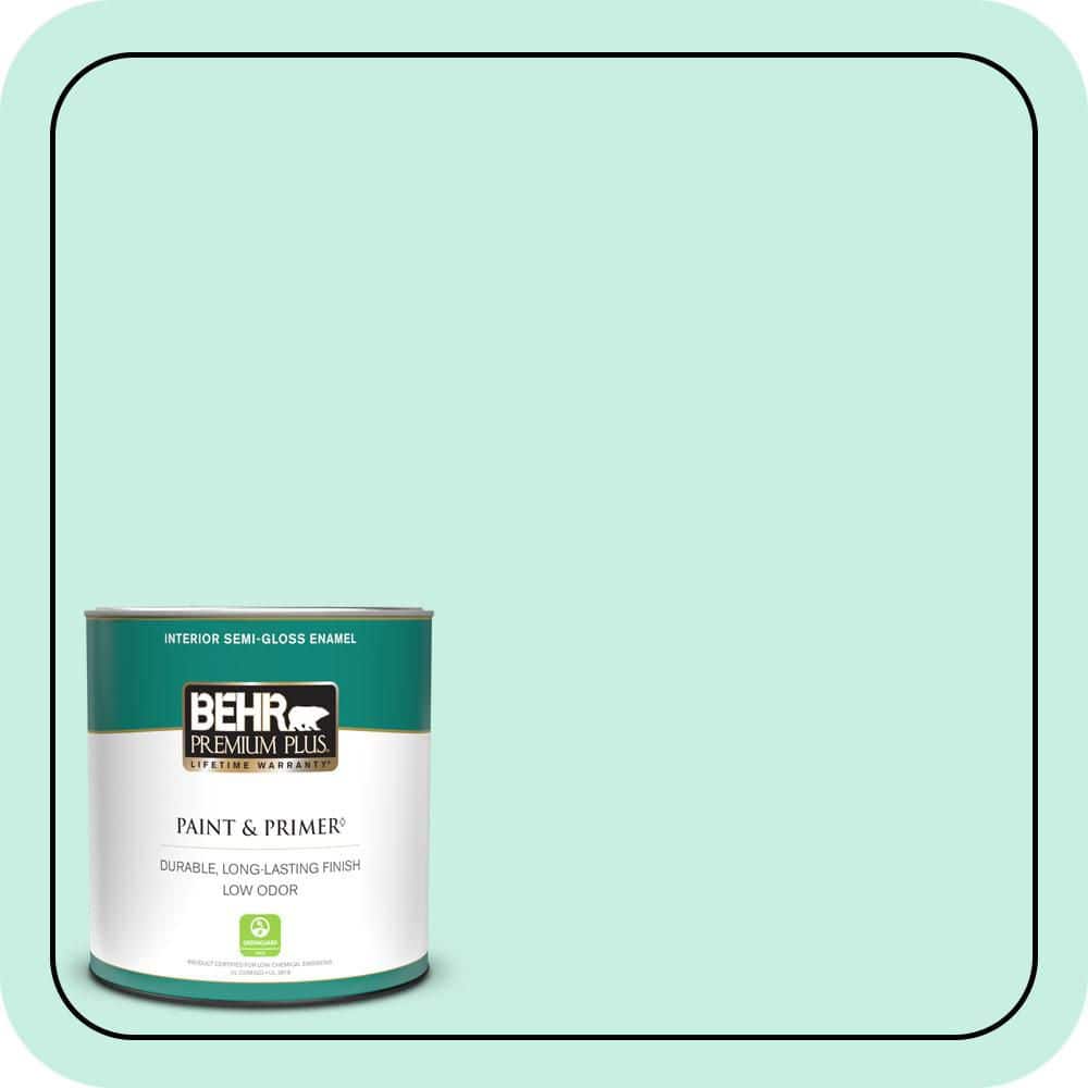 BEHR PREMIUM PLUS 1 qt. #P430-1 Summer House Semi-Gloss Enamel Low Odor Interior Paint & Primer
