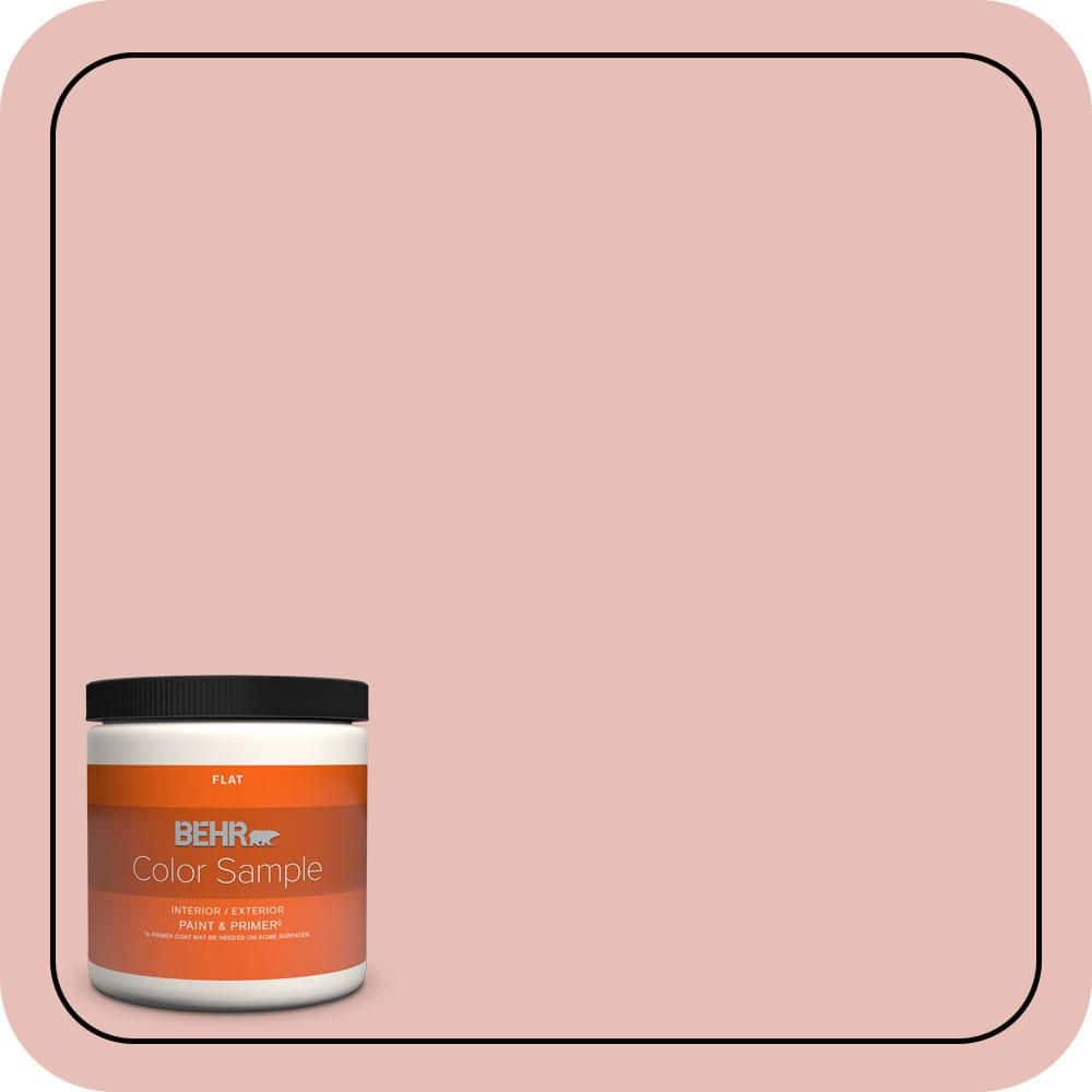 BEHR PREMIUM PLUS 8 oz. #T18-01 Positively Pink Flat Interior/Exterior Paint & Primer Color Sample
