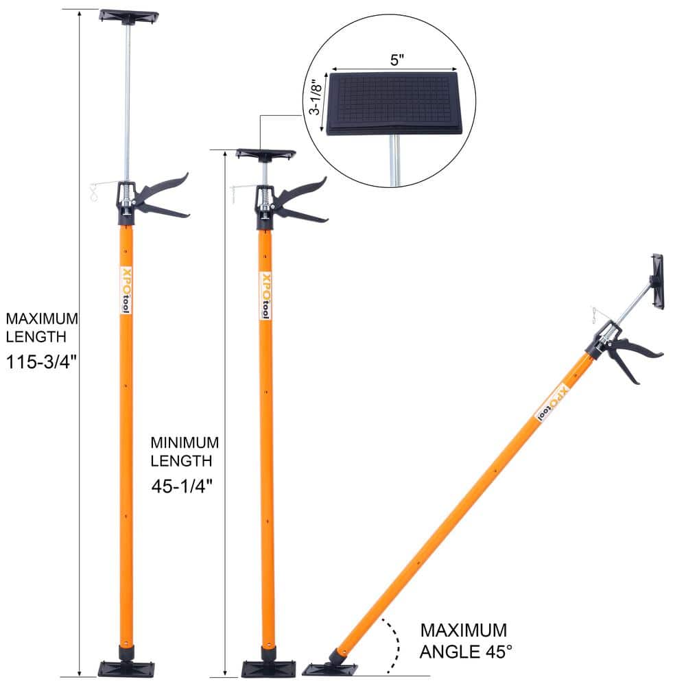 Tidoin 4-Pack Orange Steel Adjustable Support Pole Hand Support System Extends from 45 in. to 114 in. (2)