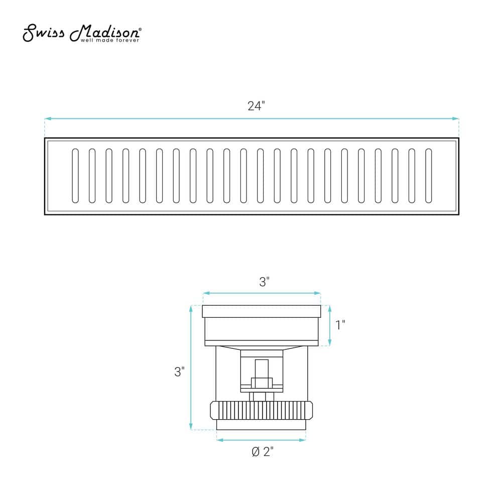 Swiss Madison Voltaire 24 in. Stainless Steel Linear Shower Drain in Matte White (2)