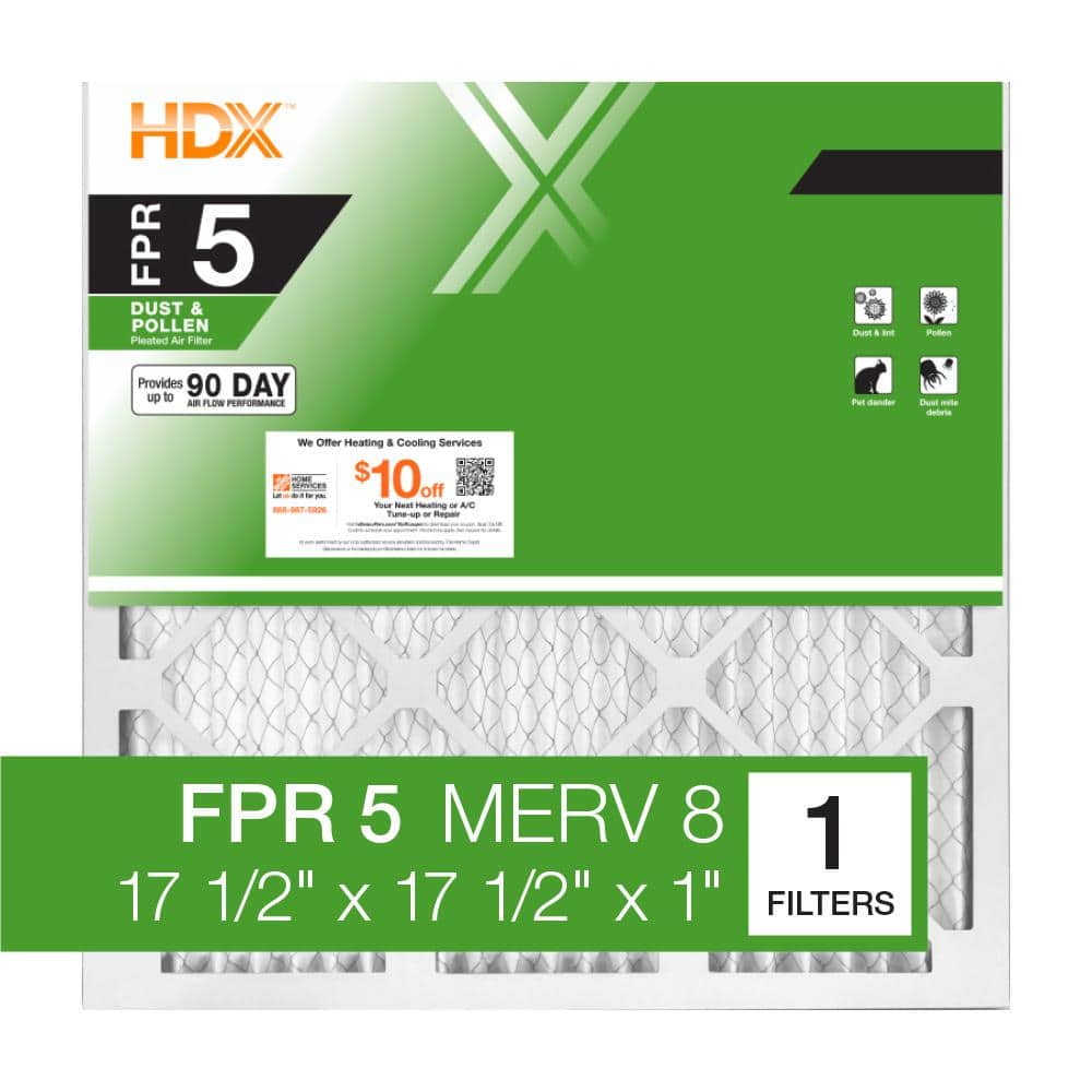 HDX 17.5 in. x 17.5 in. x 1 in. Standard Pleated Air Filter FPR 5, MERV 8