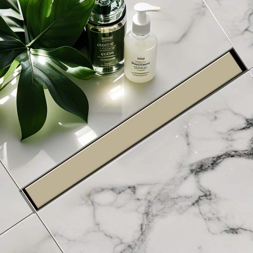 ARCORA 24 in. Stainless Steel Linear Slip in Shower Drain with Removable Cover Grate in Brushed Gold (2)