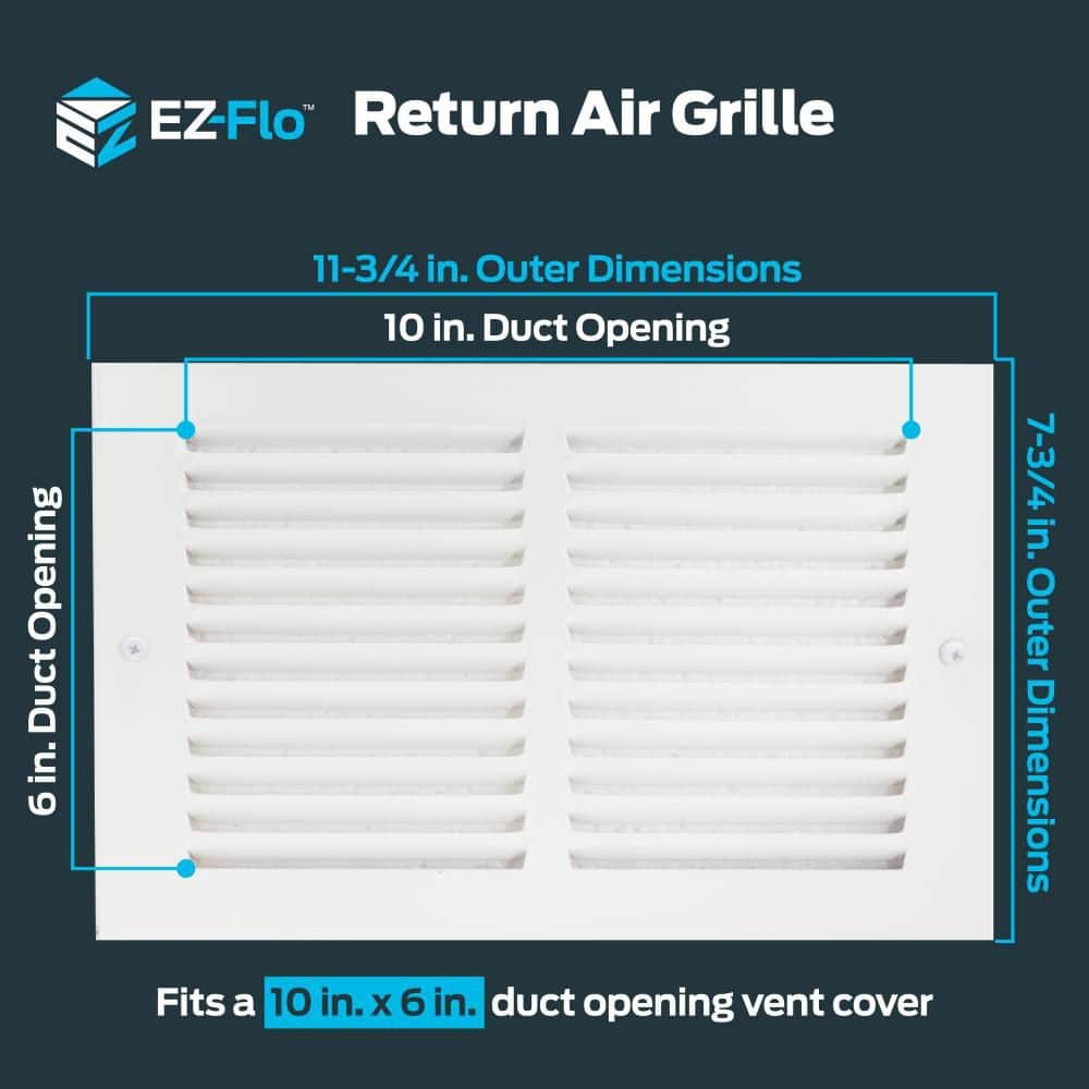EZ-FLO 10 in. x 6 in. Steel Return Air Grille in White (2)