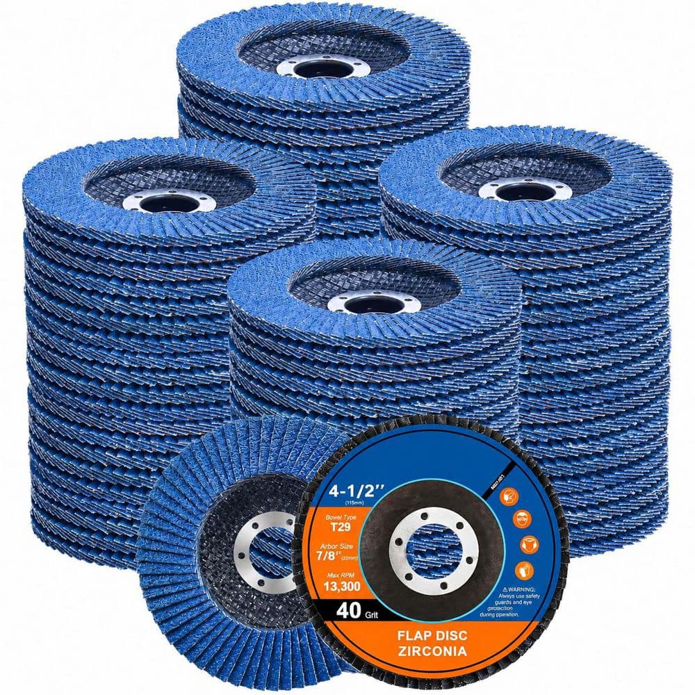 LAIFUCAM 40-Pack Flap Discs 4 1/2 in. Angle Grinder Sanding Disc T29 40/60/80/120 Grit Zirconia for Metal Wood (2)