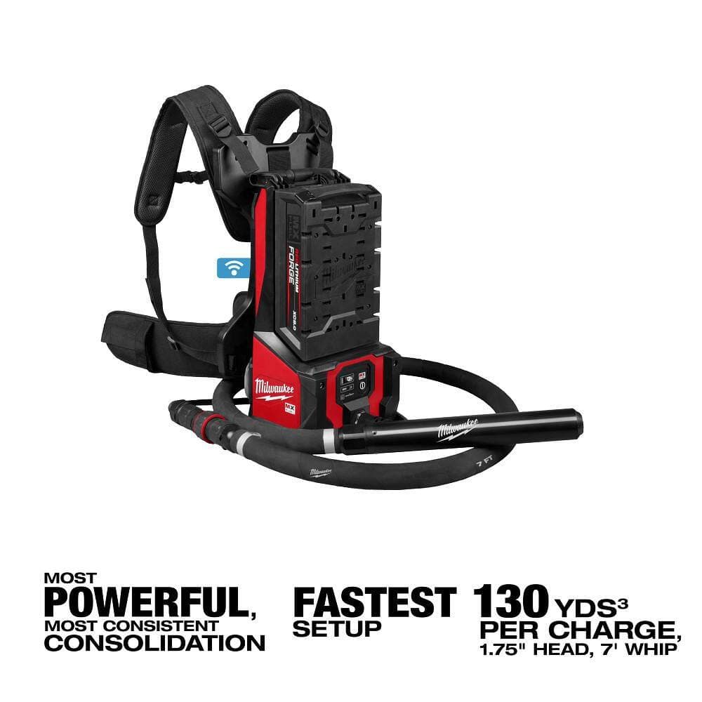 Milwaukee MX FUEL Backpack High Cycle Concrete Vibrator Kit w (2) FORGE XC8.0 Batteries, (2) MX FUEL SuperChargers, (1) 7 Ft. Whip (3)