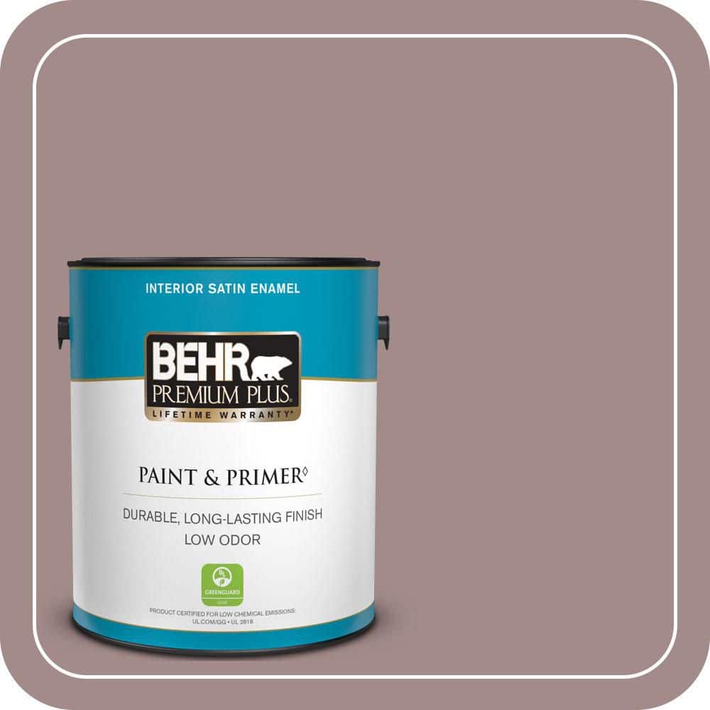 BEHR PREMIUM PLUS 1 gal. #PPU17-15 Cameo Rose Satin Enamel Low Odor Interior Paint & Primer