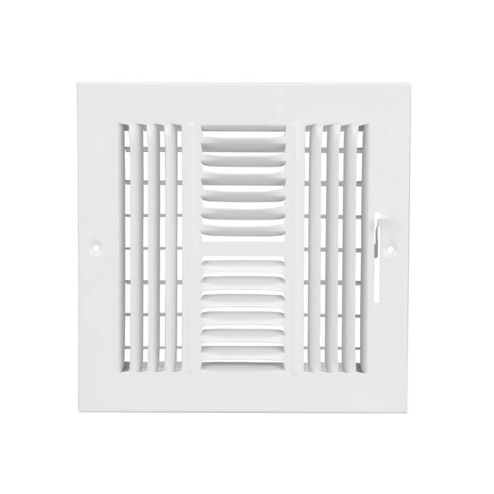 Everbilt 8 in. x 8 in. 4-Way Steel Wall/Ceiling Register in White (4)