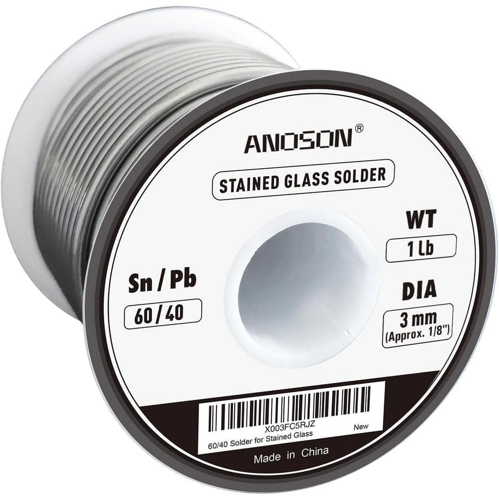 Ahfiwaso 60/40 Solder for Stained Glass) 1/8 in. (3 mm) Dia-1 lb. Spool for Copper Foil (2)
