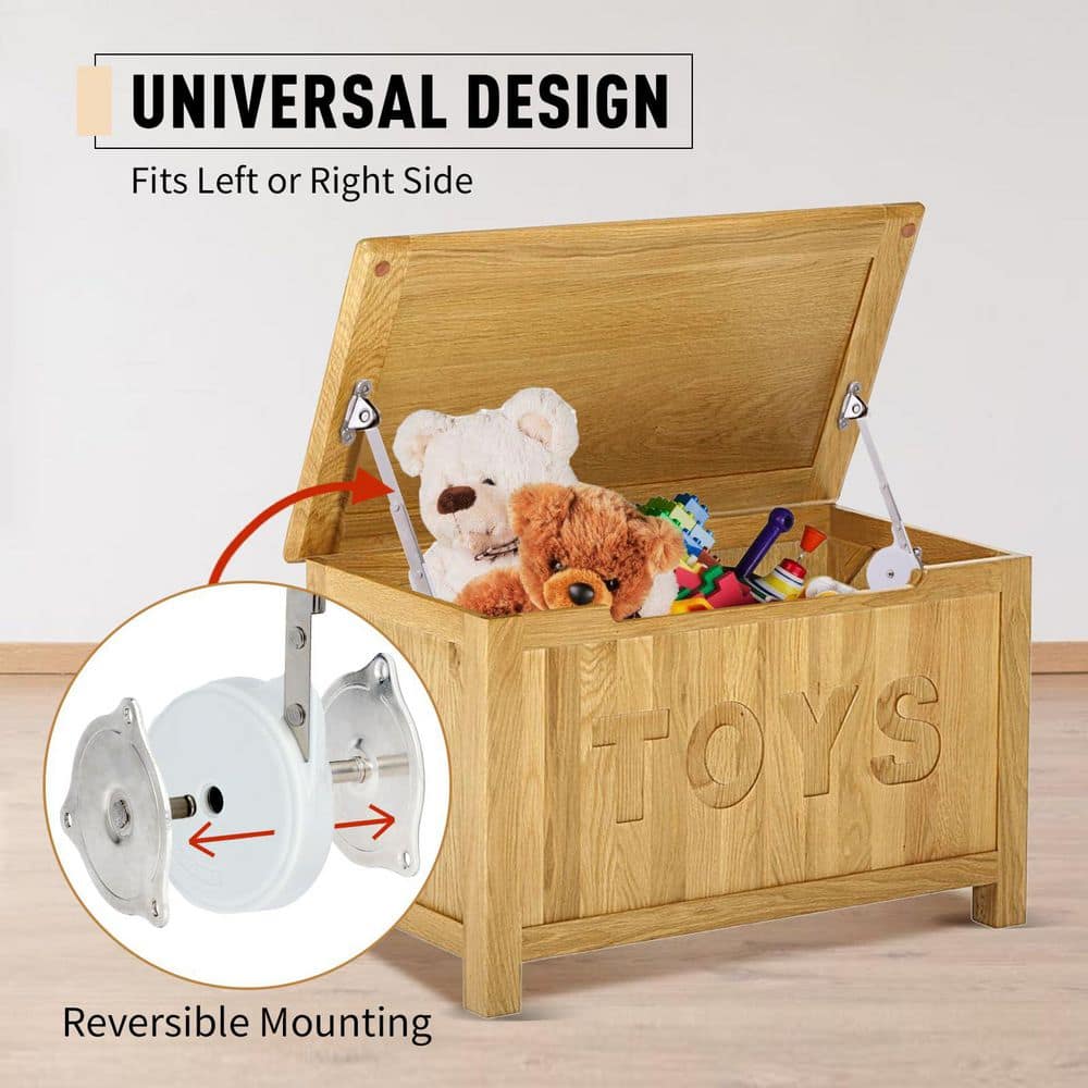 Numhew 2-Pack Toys Box Hinges Soft Close, Lid Support Chest Hinges for Wooden Toy Box, Storage Trunk Benches Made of Zinc Alloy (3)