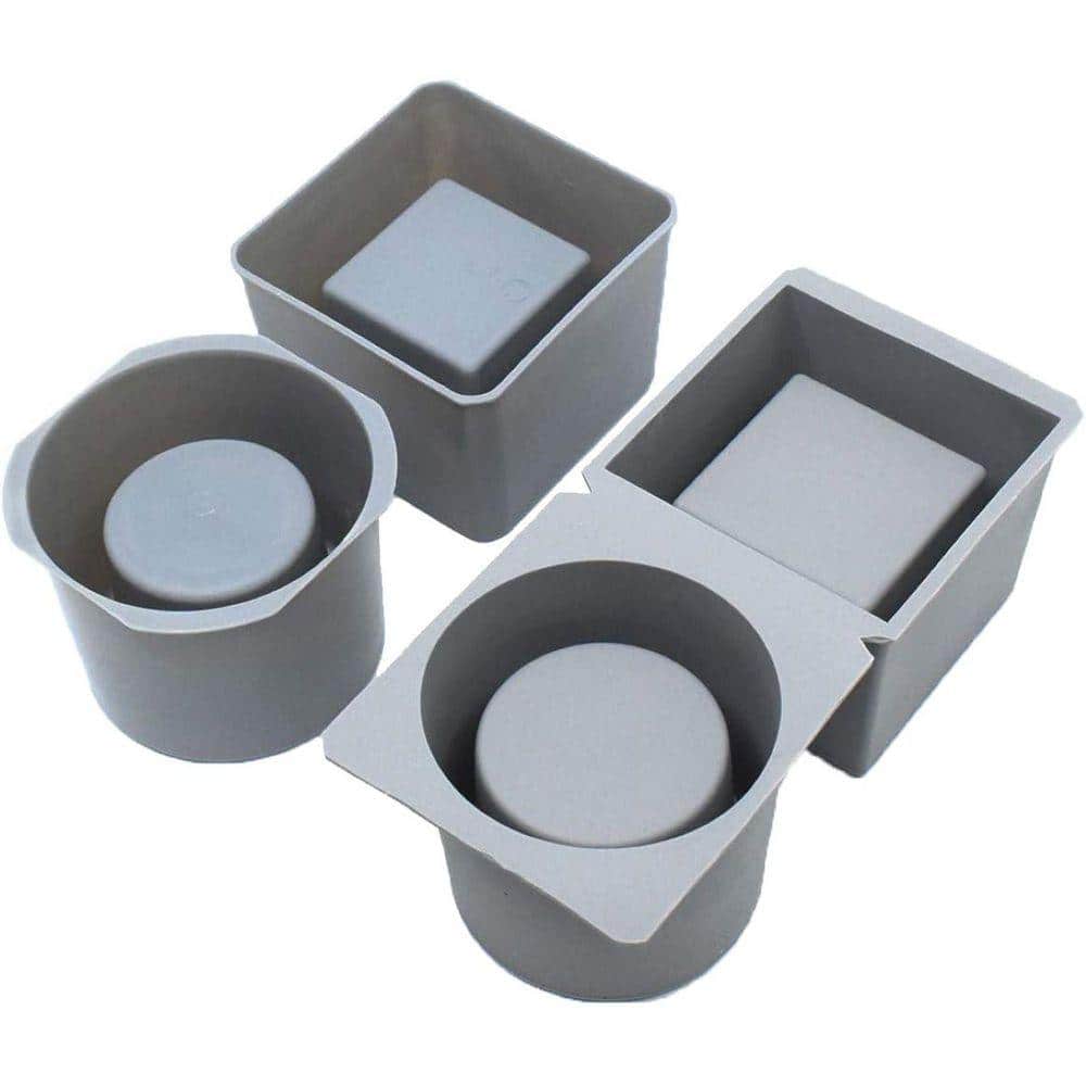 KIWDZFU Concrete Planter Molds Silicone for Cement Pot Round and Square 2-Pack (1)