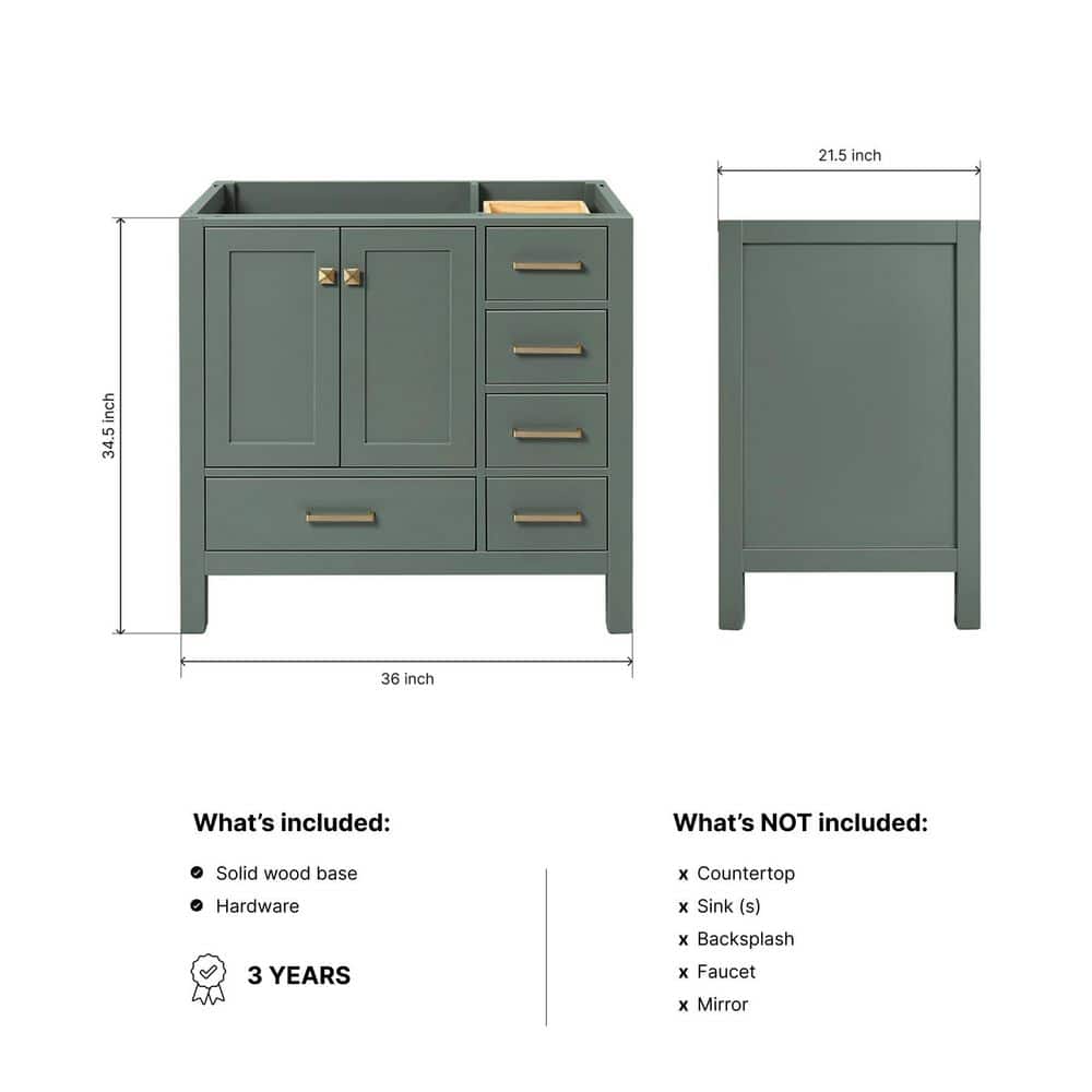 ARIEL Cambridge Freestanding Bathroom Vanity Cabinet without Top Vintage Green (Assembled) (2)