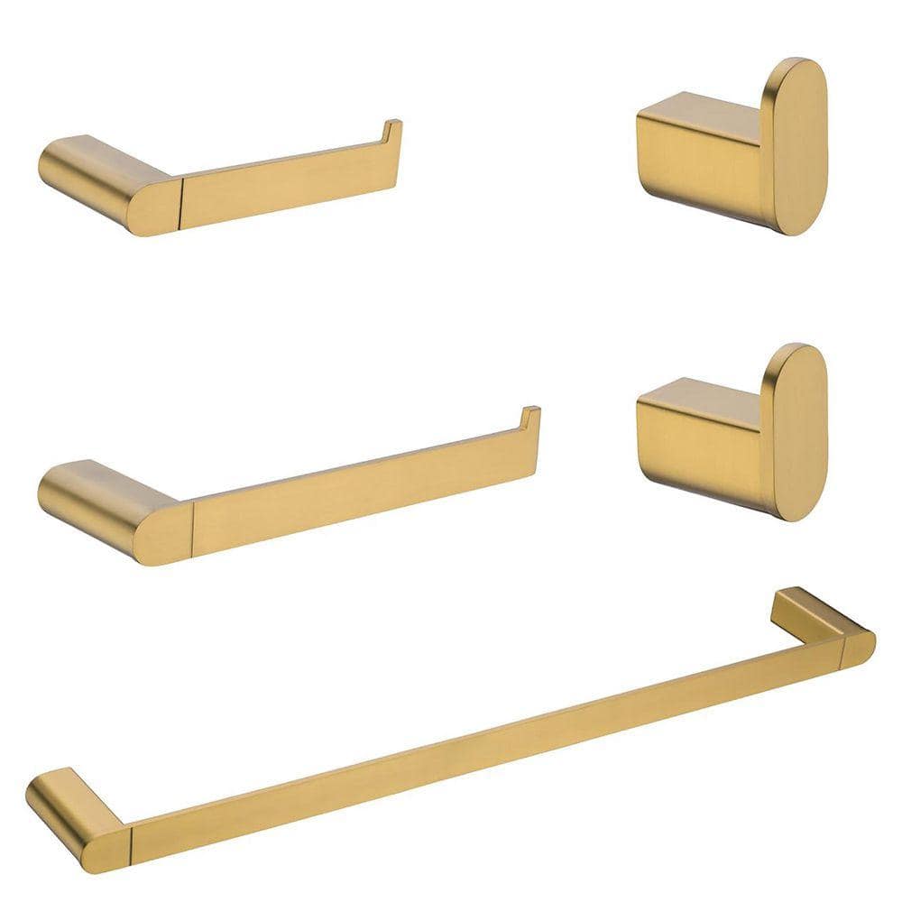 JFVKAF 5-Piece Bathroom Hardware Set with Towel Bar, Toilet Paper Holder, 2 Towel Hooks in Champagne Bronze Finish (1)