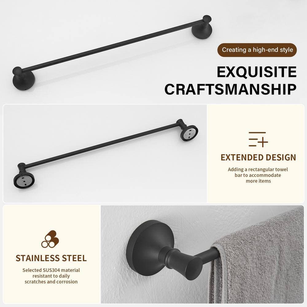 BWE Wall-Mounted Towel Bar Rod SUS304 Stainless Steel Bathroom Cloths Hanger (3)