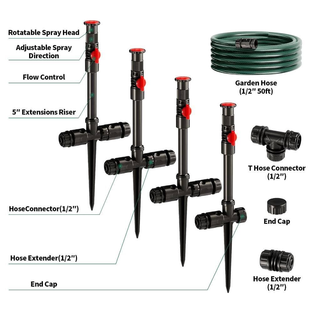 Unbranded Flexible Sprinkler System, Above Ground DIY Irrigation Kit, Multi-Adjustable Lawn Sprinkler Set, Ideal for Plant and Flo (3)