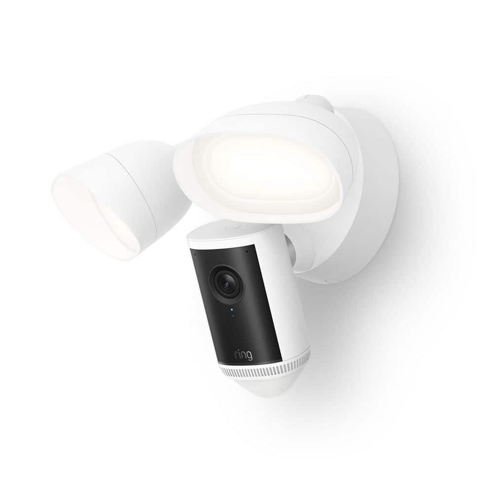 Ring Floodlight Cam Pro Wired (2nd Gen) - Retinal 4K Security Camera, 10x Enhanced Zoom, Motion-Activated Floodlights, White (1)
