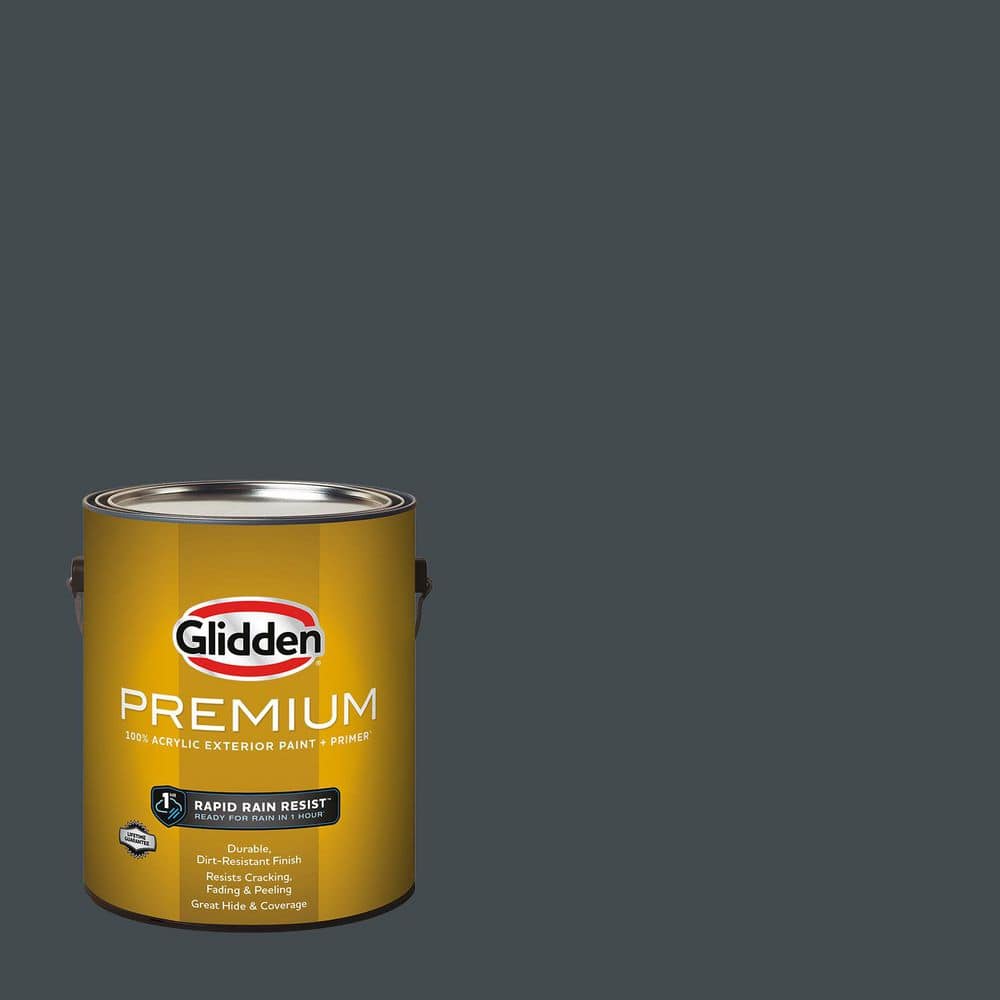 Glidden Premium 1-gal. Black Forest PPG1012-7 Flat Exterior Latex Paint (1)