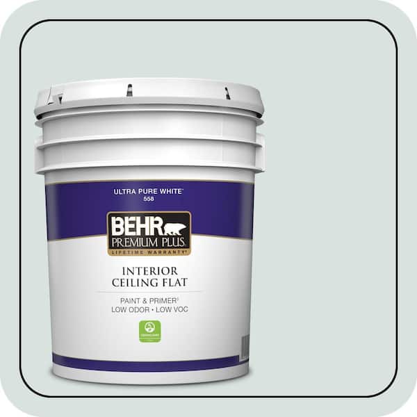 BEHR PREMIUM PLUS 5 gal. #N440-1 Streetwise Ceiling Flat Interior Paint & Primer (2)