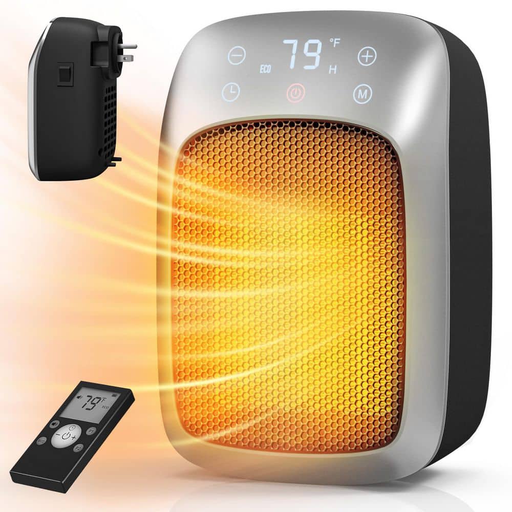 Unbranded 800W Plug-in Wall Space Heater 2-piece w/ Remote Control, Eco Mode, Overheat Protection for RV, Office, Bathroom Furnace (2)