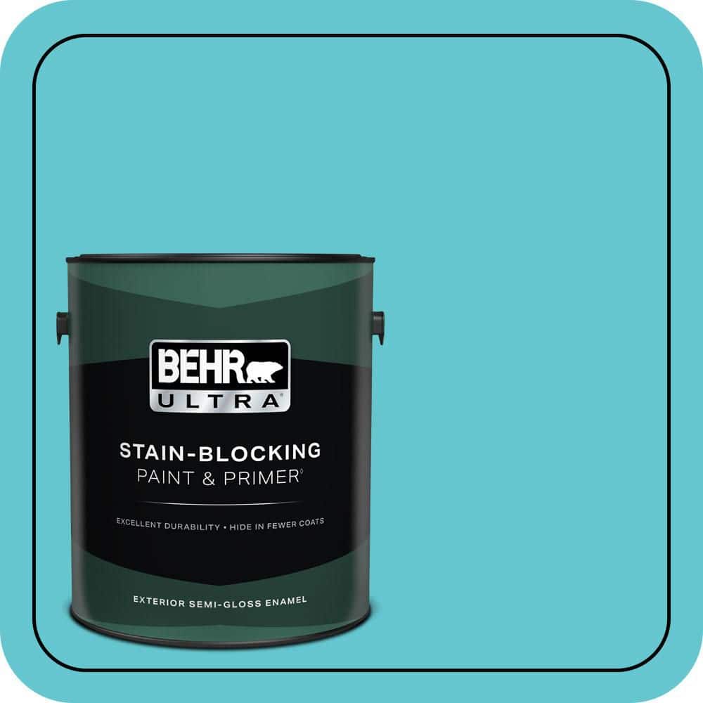 BEHR ULTRA 1 gal. #P470-4 Paradise Sky Semi-Gloss Enamel Exterior Paint & Primer