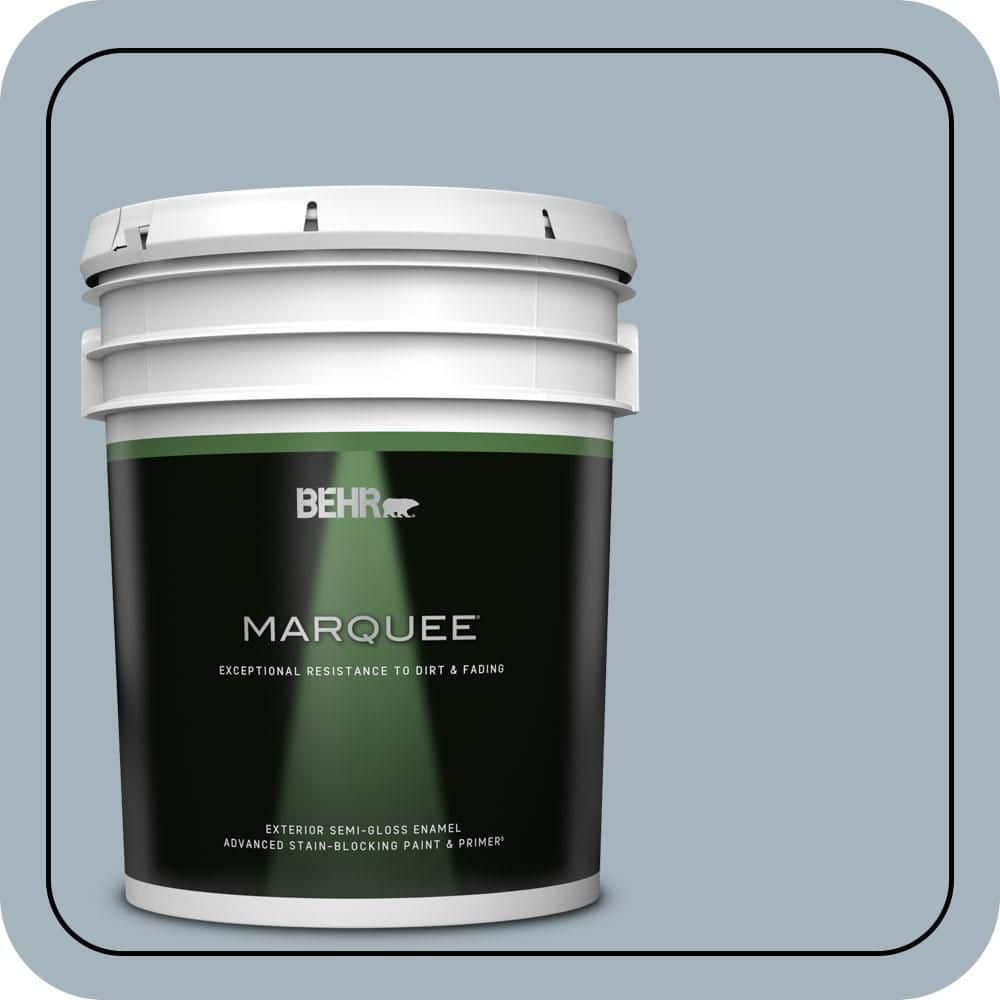 BEHR MARQUEE 5 gal. #N480-3 Shadow Blue Semi-Gloss Enamel Exterior Paint & Primer