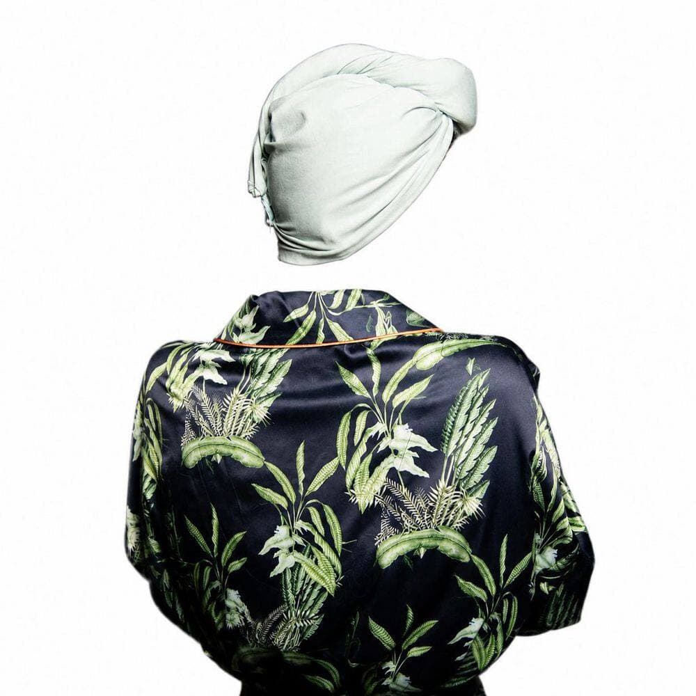 LAIFUCAM Sage Hair Drying Turban Bath Accessory Type, Soft Lightweight Towel Wrap with Button for Long Hair, Frizz Control (2)