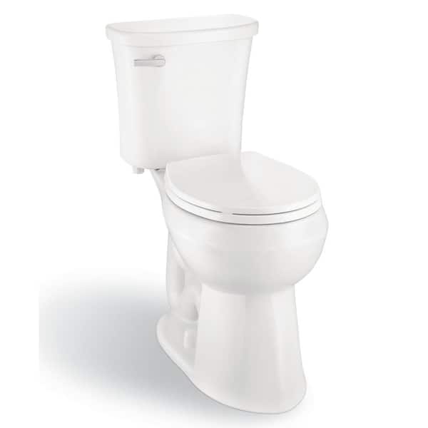 Glacier Bay Power Flush 12 in. Rough In 2-Piece 1.28 GPF Single Flush Round Toilet in White, Seat Included