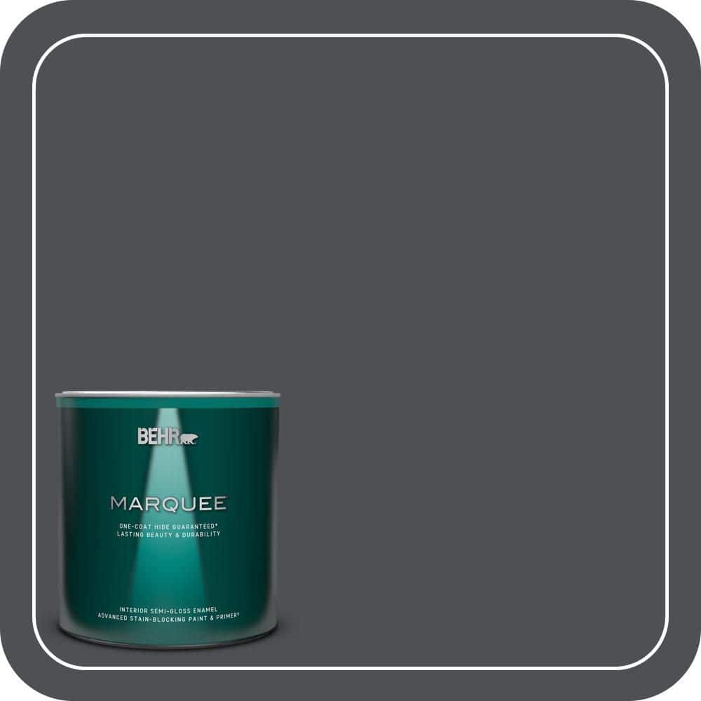 BEHR MARQUEE 1 qt. #PPU26-01 Satin Black Semi-Gloss Enamel Interior Paint & Primer