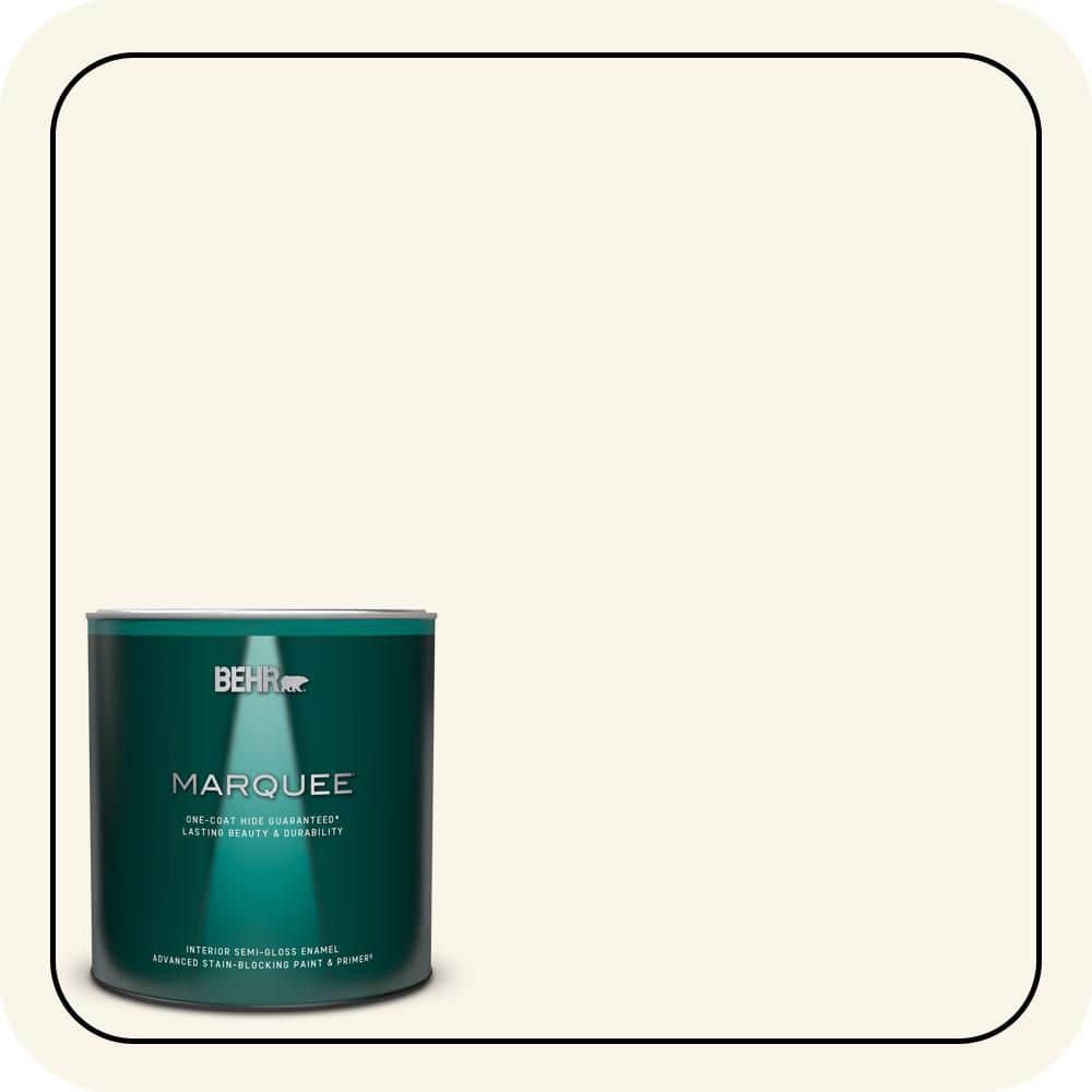 BEHR MARQUEE 1 qt. #PWN-11 Calla Lily Semi-Gloss Enamel Interior Paint & Primer (1)