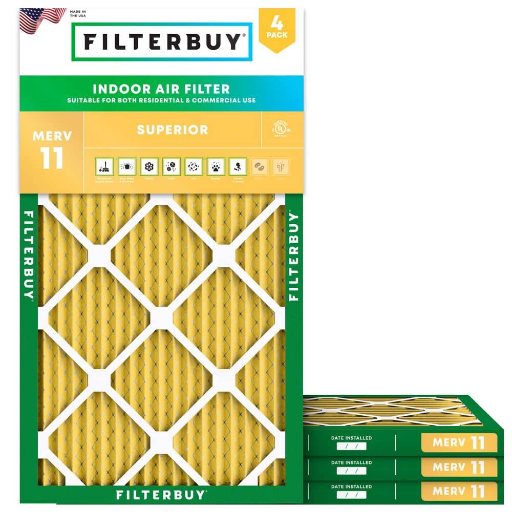 Filterbuy 8 in. x 30 in. x 1 in. MERV 11 (FPR 7) Allergen Defense Pleated HVAC AC Furnace Air Filters Replacement (4-Pack)